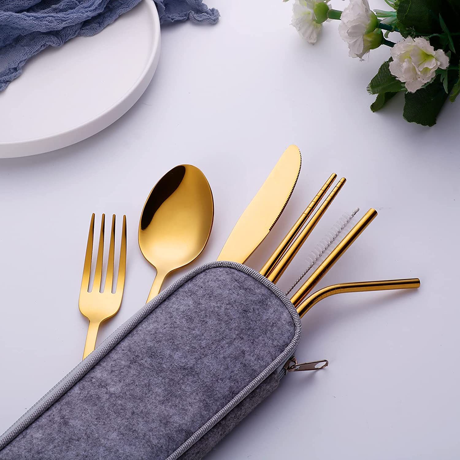 Bulk Silverware Flatware Travel Portable Gold Stainless China Cutlery Wholesale