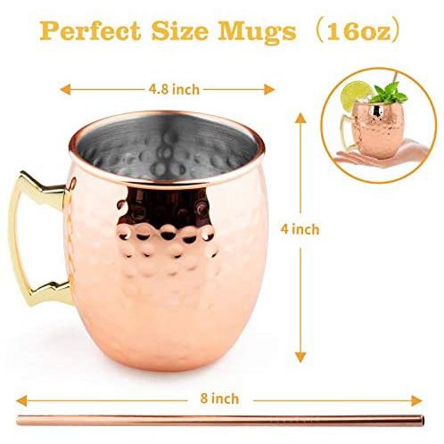 Wholesale 16oz Beer Vodka Copper Cup With Gold Plated Handle Classic Mirror Stainless Steel Round Hammered Moscow Mule Mug