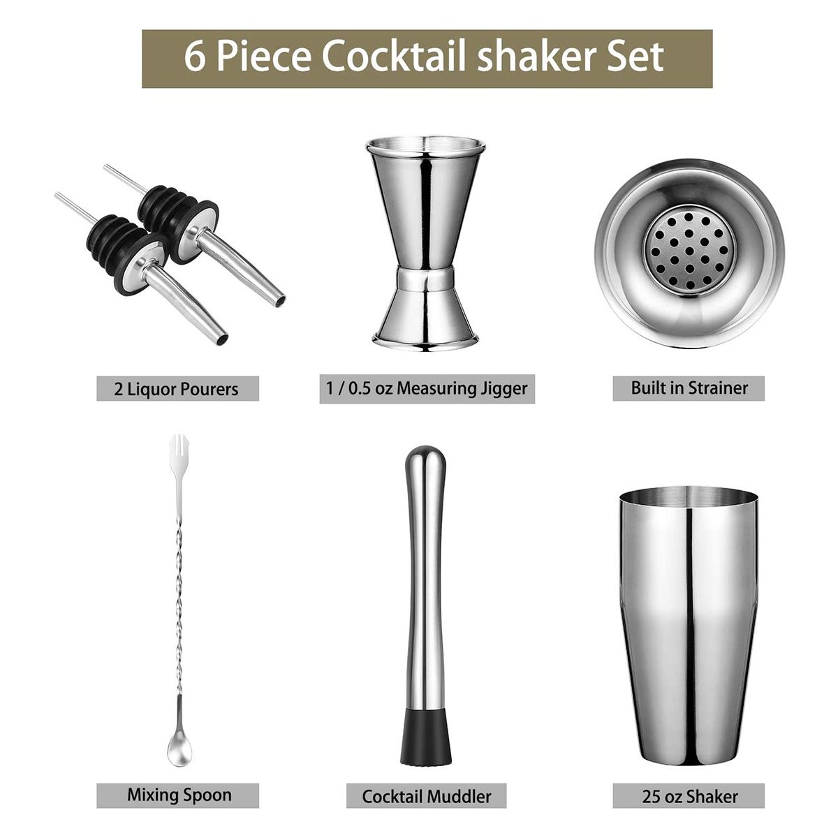 Bar Accessories Cocktail Shaker Jigger Kit Vodka Dispenser Equipment Stainless Steel Martini Home Copper Bell Bartender Set