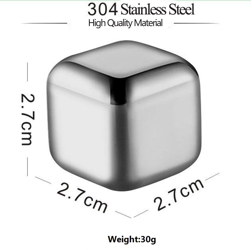 Reusable Chilling Wine Whiskey Stone In Storage Box Mini Customized Stainless Steel Ice Cube with Tongs