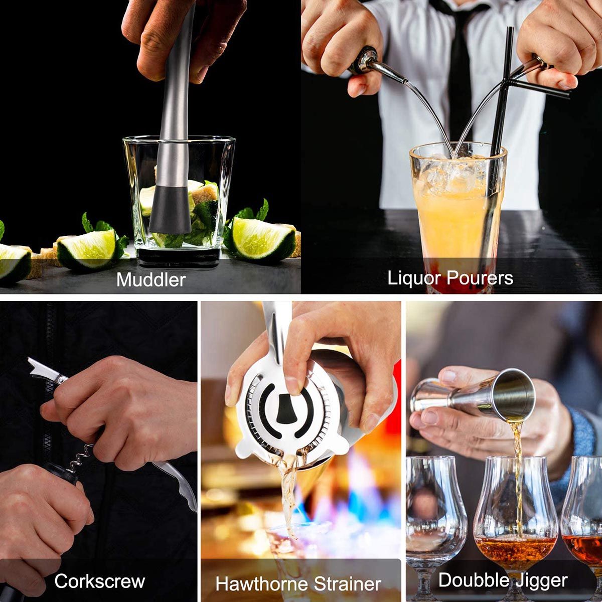 Bar Accessories Cocktail Shaker Jigger Set Bag Tool Professional Stand Gift Travel Stainless Steel Barware Tools Bartender Kit