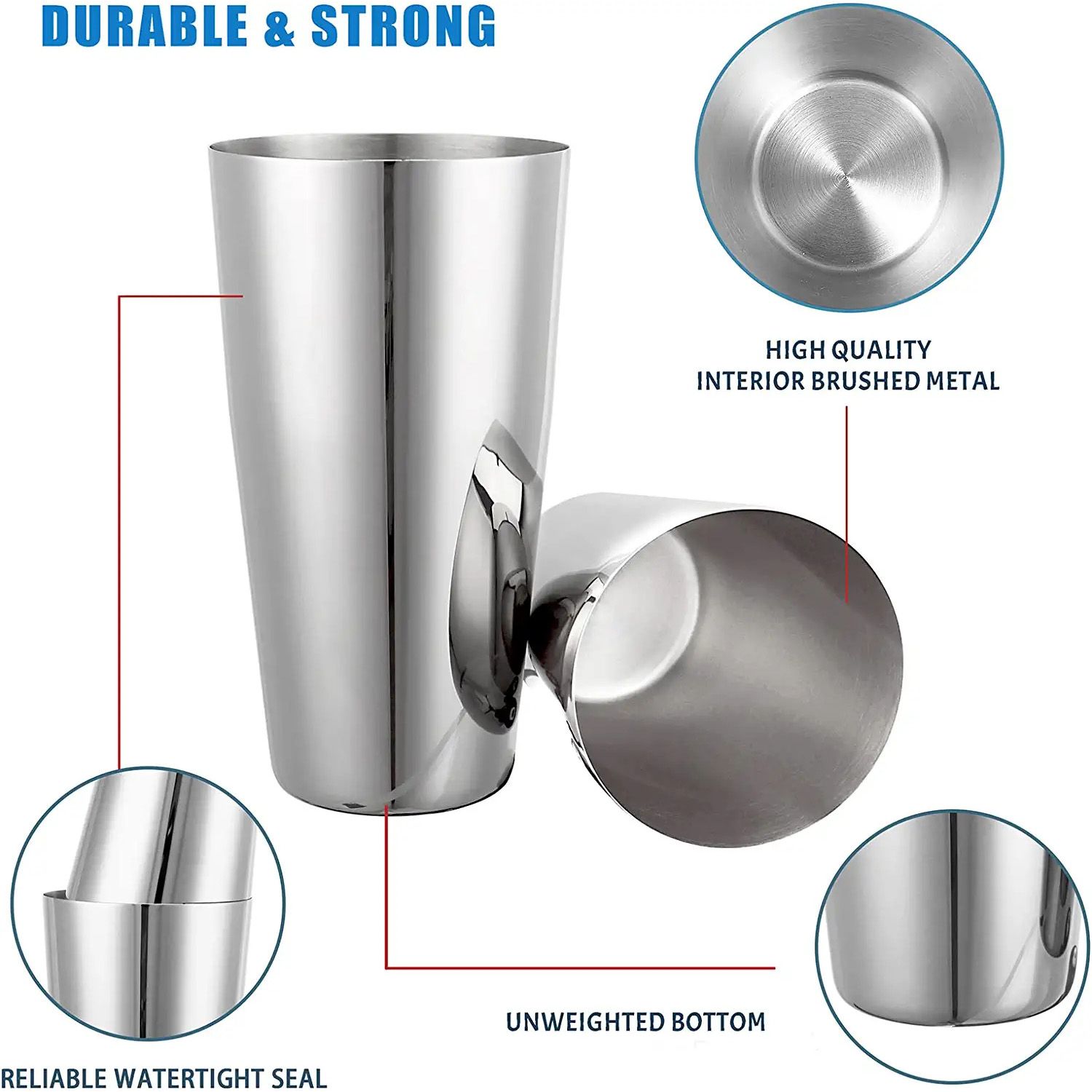 Modern Stainless Steel Shakers 600/800ml Bar Accessories Customized Bar Tools Bartender Multi Color Cocktail Boston Shaker