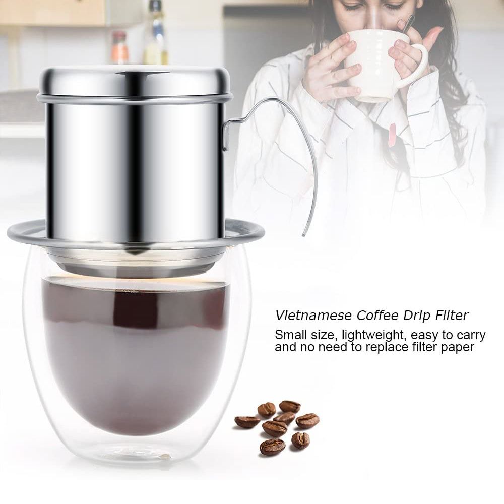 Portable Vietnam Coffee Phin Filter Storage Container Metal Stainless Steel Reusable Vietnamese Coffee Filter