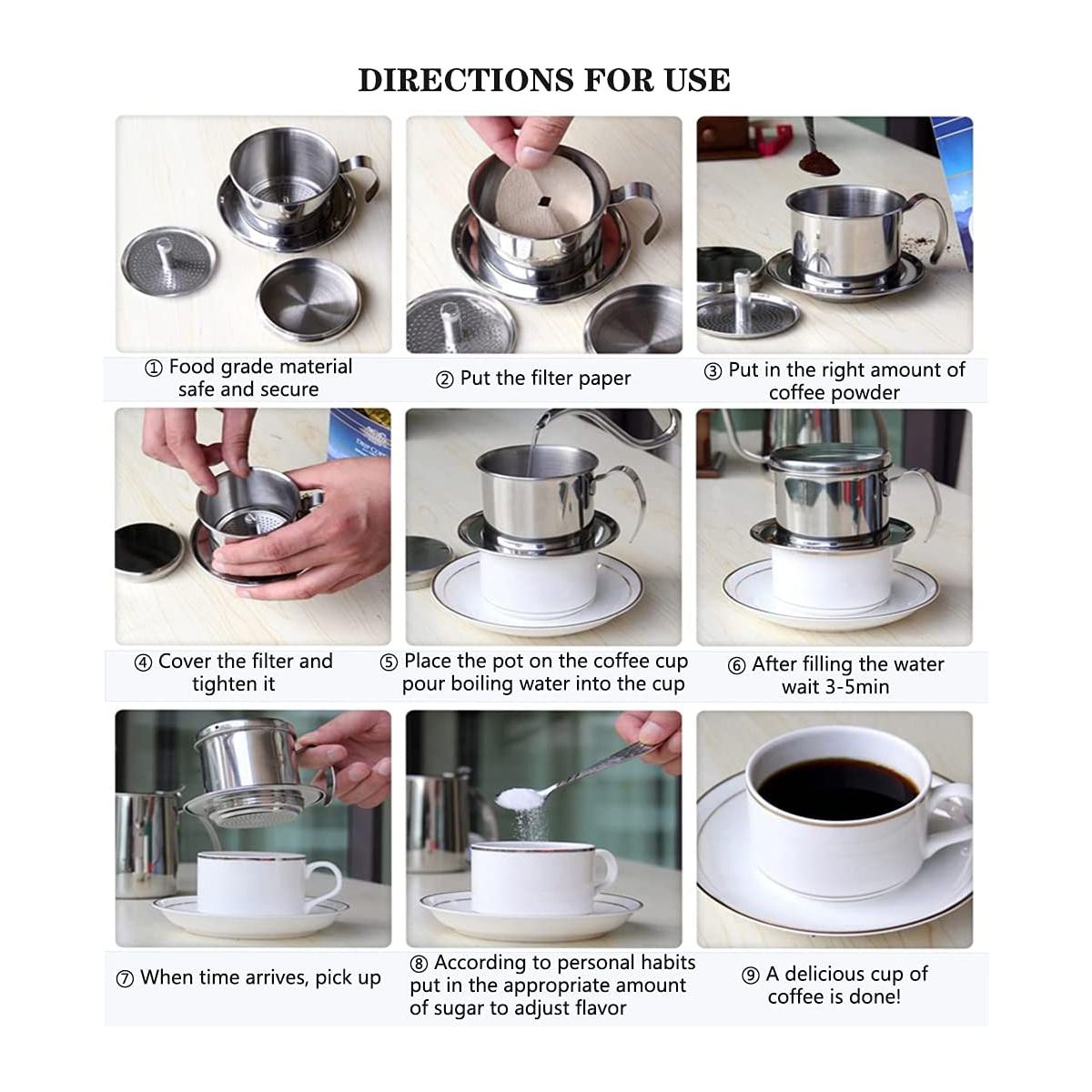 Portable Vietnam Coffee Phin Filter Storage Container Metal Stainless Steel Reusable Vietnamese Coffee Filter