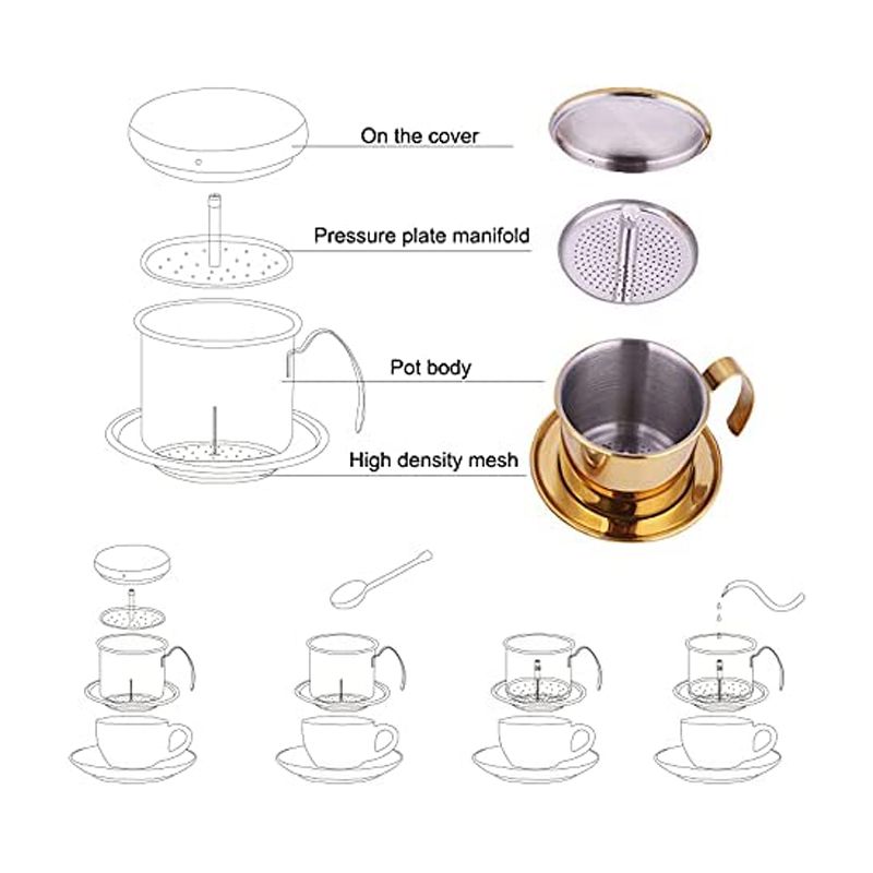 Portable Vietnam Coffee Phin Filter Storage Container Metal Stainless Steel Reusable Vietnamese Coffee Filter