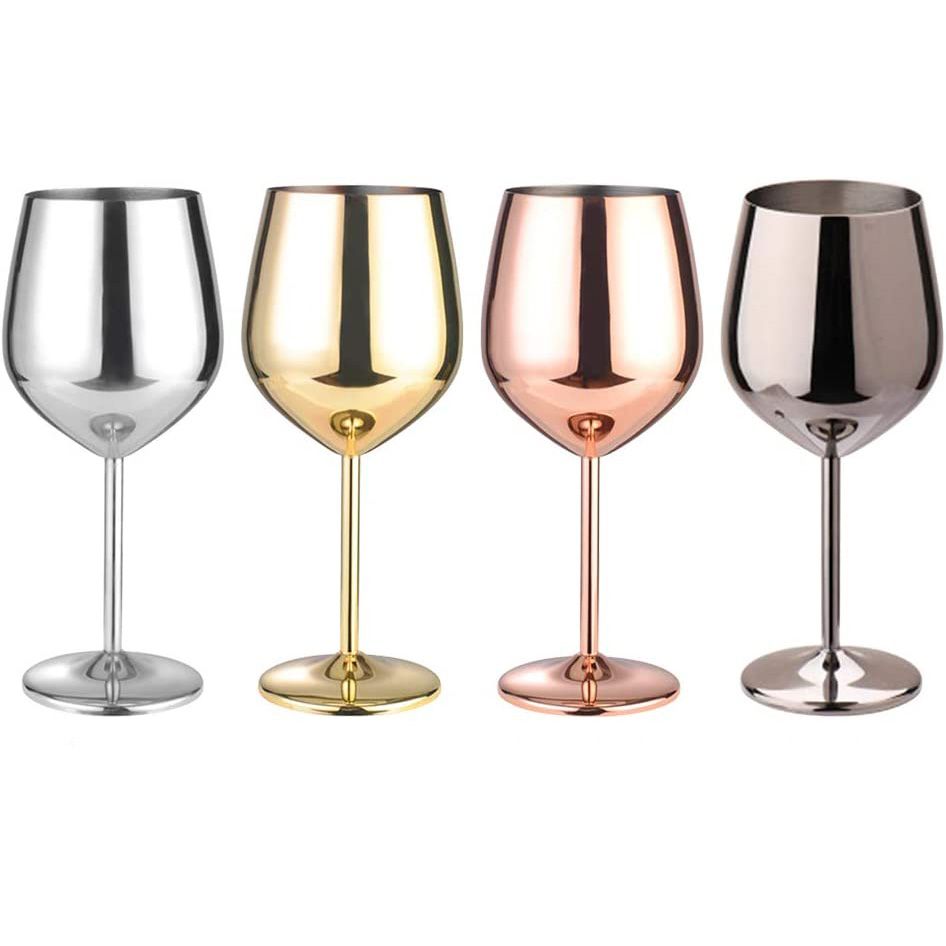 Professional Stainless Steel Gold Wine Goblet Wholesale Bulk Cocktail Martini Metal Stemless Champagne Glasses