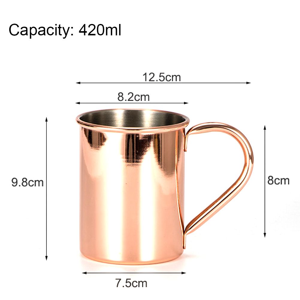 Wholesale Mirror Copper Vodka Drinking Cup With Handle Classic Personalized Custom Stainless Steel Moscow Mule Mug