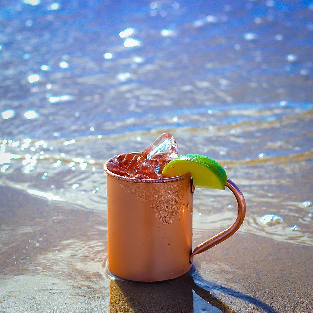 Wholesale Mirror Copper Vodka Drinking Cup With Handle Classic Personalized Custom Stainless Steel Moscow Mule Mug