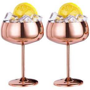 Wholesale Cocktail Water Red Stainless Steel 304 Wine Glass Goblet