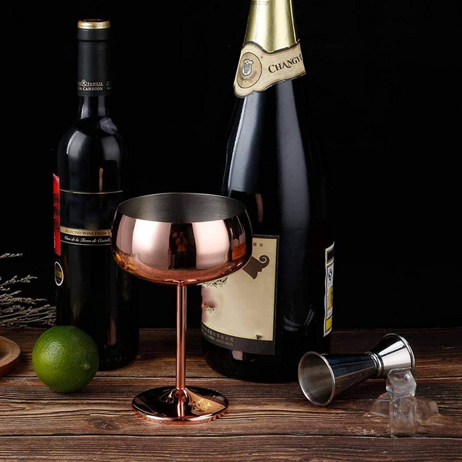 Wholesale Cocktail Water Red Stainless Steel 304 Wine Glass Goblet