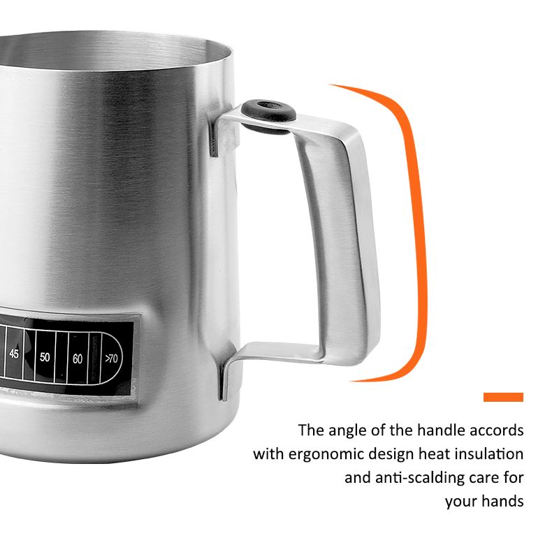 Amazon Barista Pitcher Stainless Steel Milk Jug Coffee Latte Art Milk Jug Milk Pitcher With Integrated Thermometer