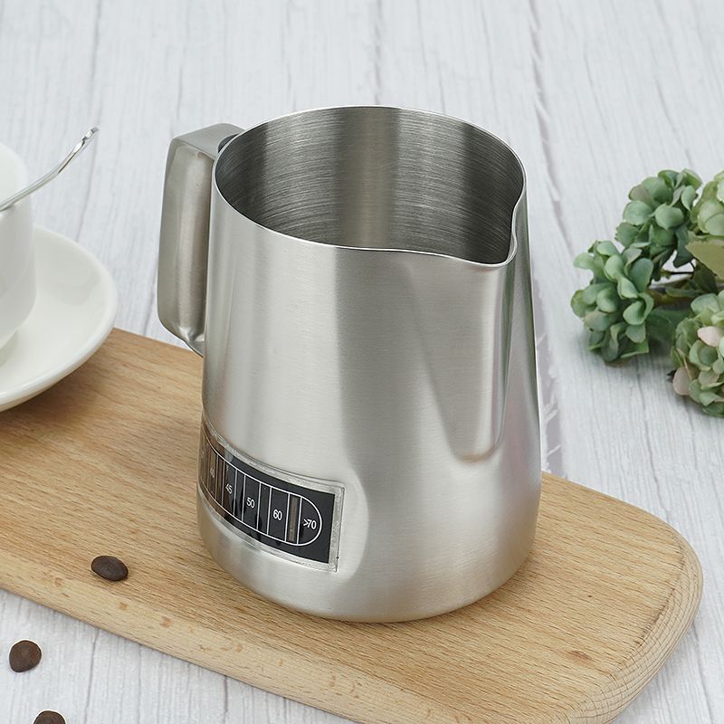 Amazon Barista Pitcher Stainless Steel Milk Jug Coffee Latte Art Milk Jug Milk Pitcher With Integrated Thermometer