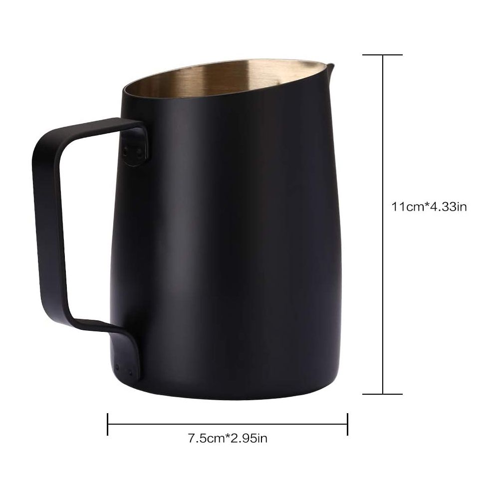 Stainless Steel Gallon Black Latte Maker Arab Sharp Spout Frothing Barista Coffee Frother Milk Jug Pitcher