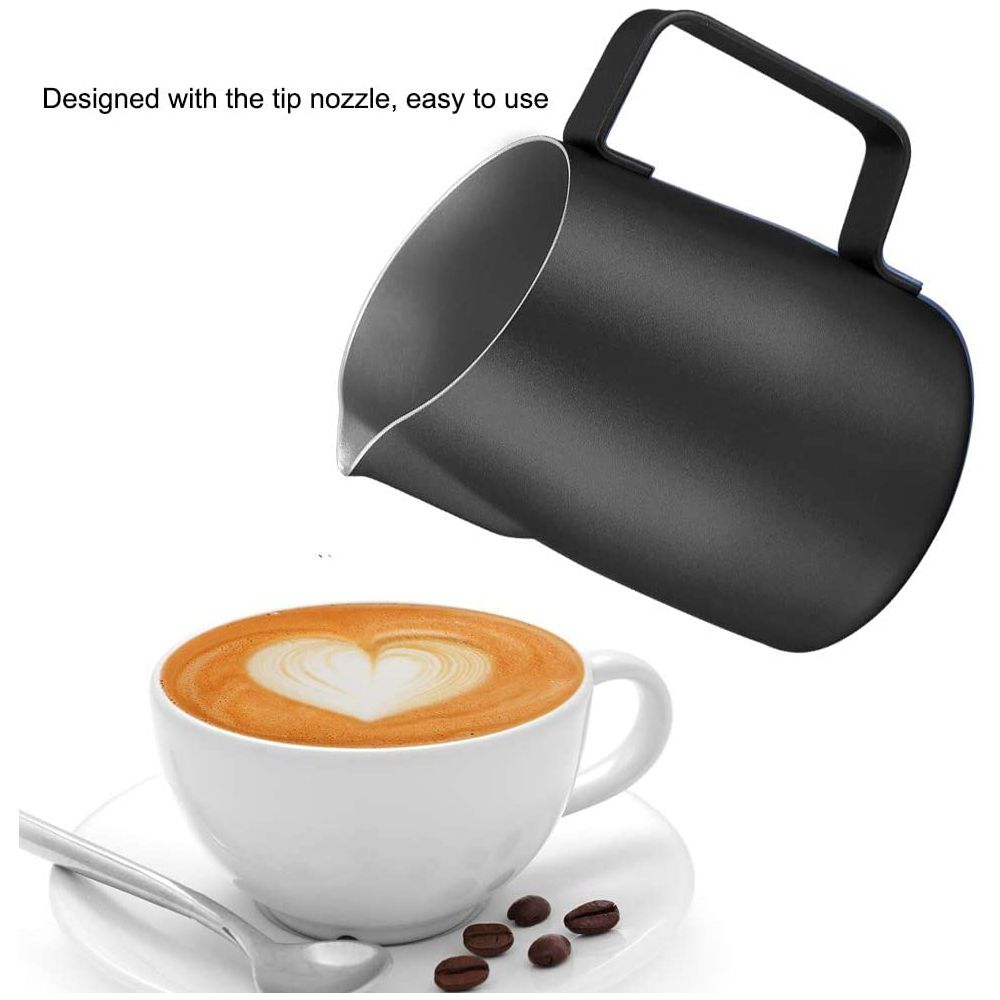 Stainless Steel Gallon Black Latte Maker Arab Sharp Spout Frothing Barista Coffee Frother Milk Jug Pitcher