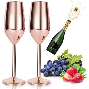 Wholesale Metal Red Wine Glass Stainless Steel Copper Cocktail Champagne Goblet