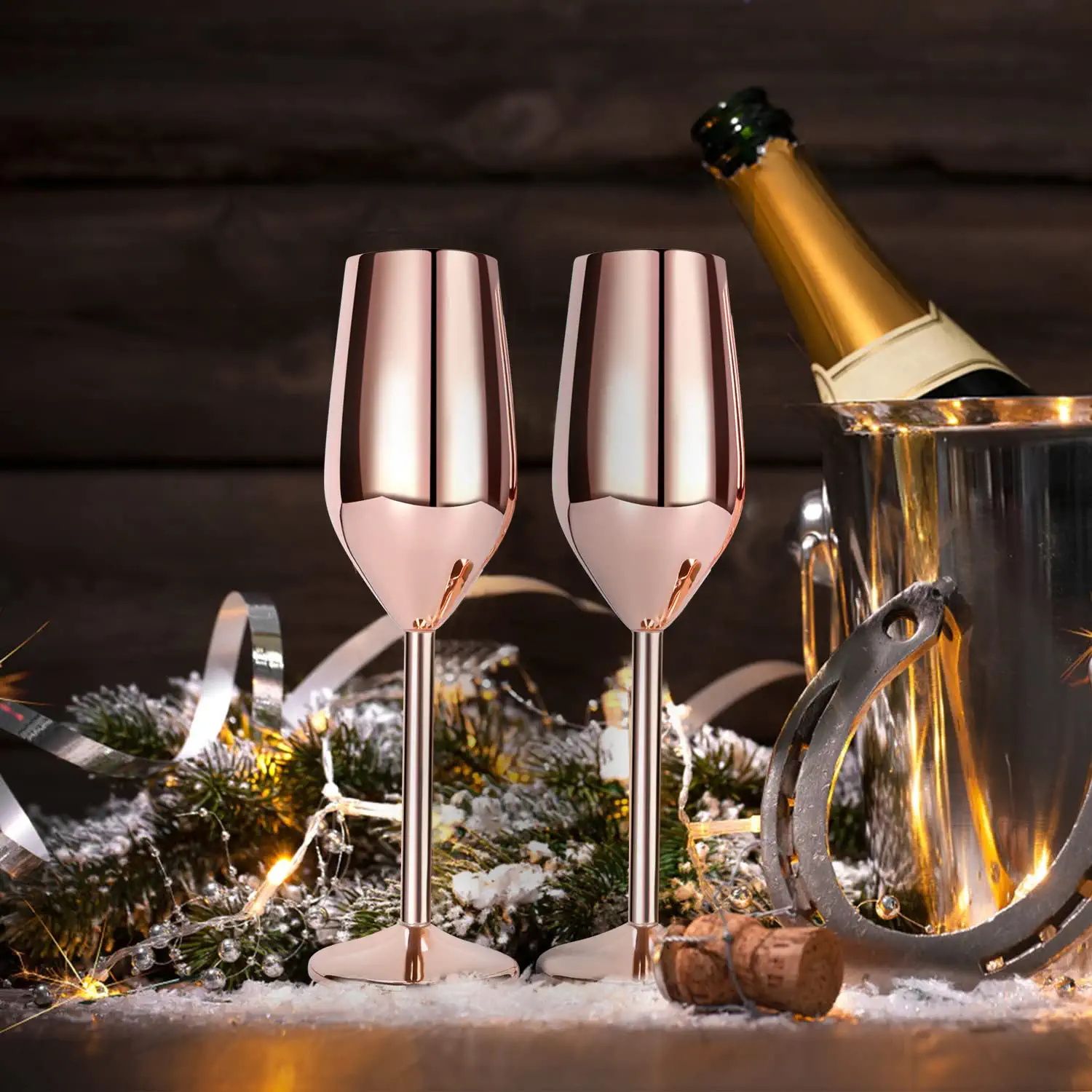 Wholesale Metal Red Wine Glass Stainless Steel Copper Cocktail Champagne Goblet