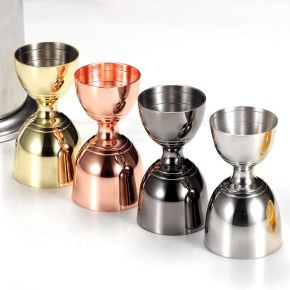 Bar Bartender Measuring Cup Black Stainless Steel Double Headed 30/60ml Hammered Copper Seamless Bell Rolling Cocktail Jigger