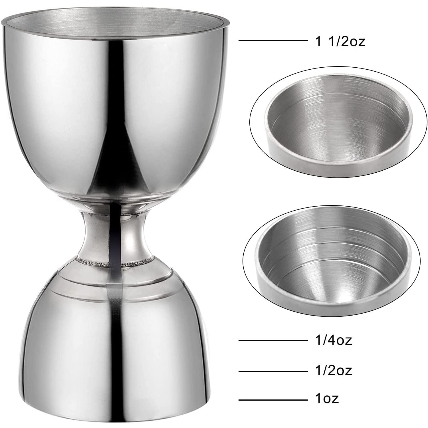 Bar Bartender Measuring Cup Black Stainless Steel Double Headed 30/60ml Hammered Copper Seamless Bell Rolling Cocktail Jigger