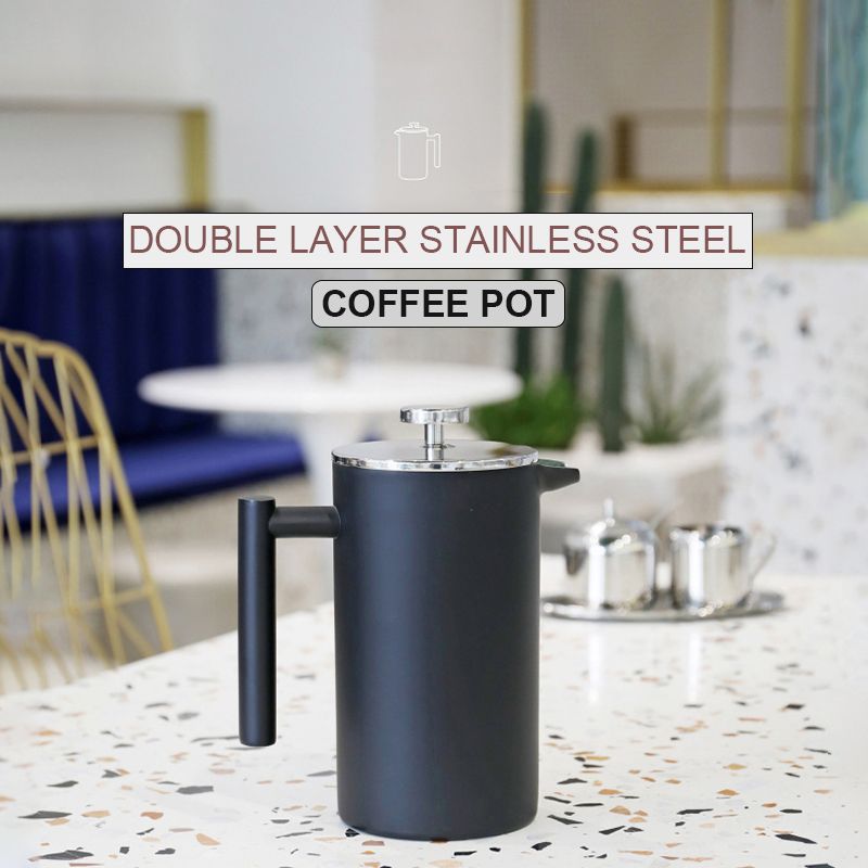 Wholesale Black Stainless Steel Coffee Maker Pot Portable Travel Cafetiere Custom Unique Double Wall French Press