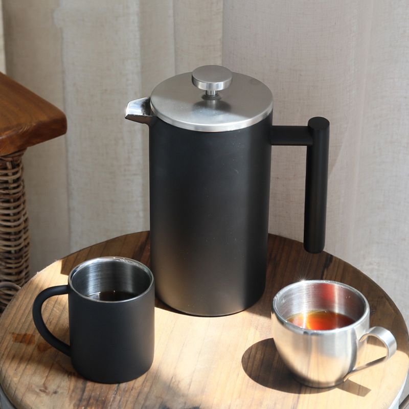 Wholesale Black Stainless Steel Coffee Maker Pot Portable Travel Cafetiere Custom Unique Double Wall French Press