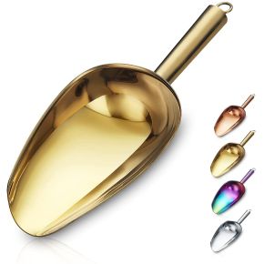 High Quality Bulk Metal Gold Scoop Shovel Spoon Rose Gold Mirror Polished Heavy Duty Stainless Steel Ice Cube Scoop