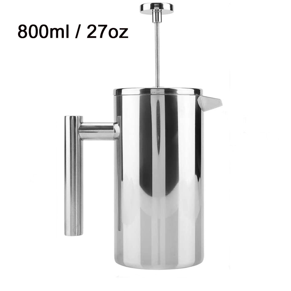 Stainless Steel 304 Double Wall Custom Modern Insulated Metal French Press Coffee Maker Pot