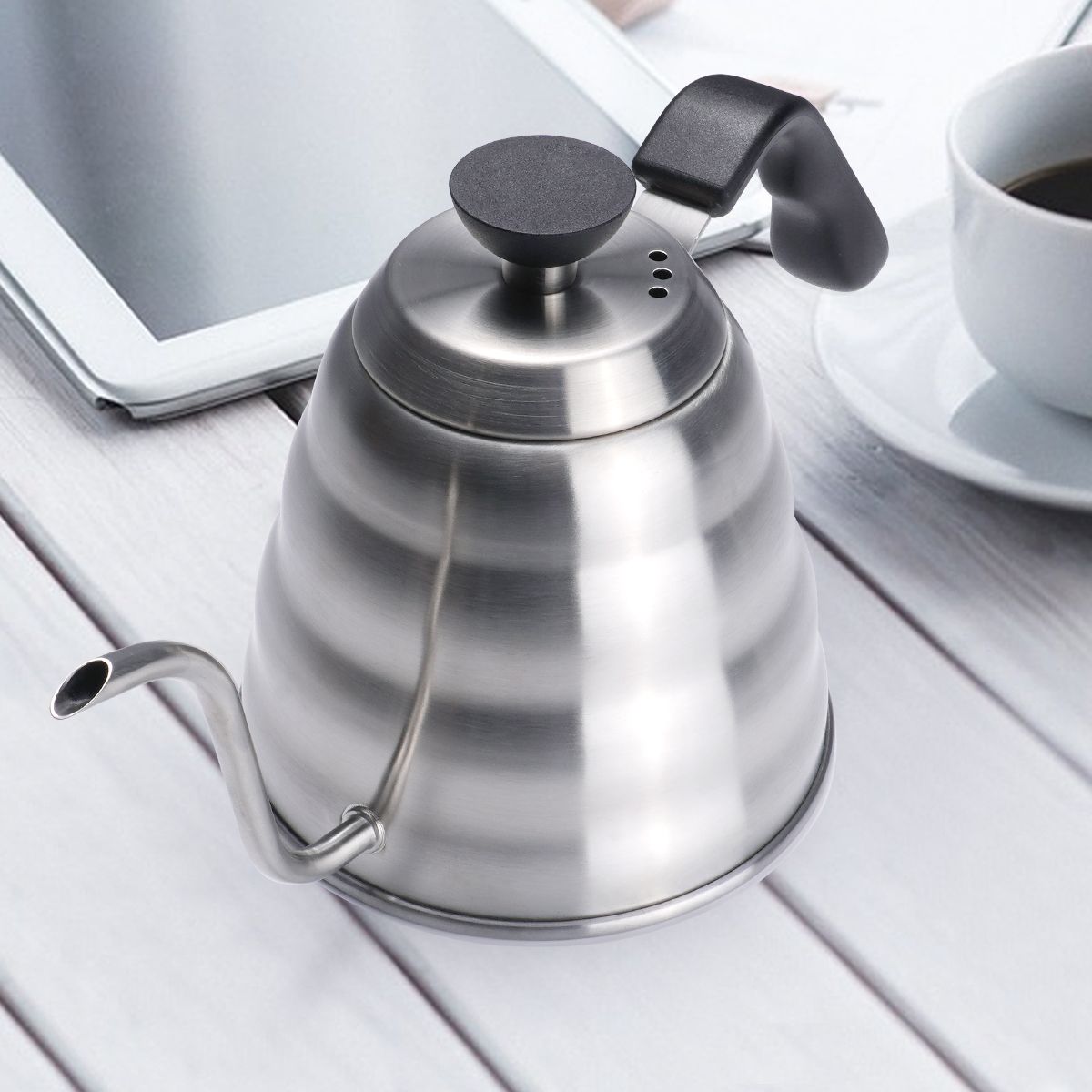 Hot Sale Pour Over Hand Drip Pot Black With Lid Home Hotel Stainless Steel Cloud Gooseneck Coffee Kettle