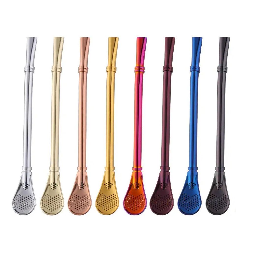 Wholesale Cocktail Bulk Stainless Steel Drinking Metal Reusable Filter Straw Spoon