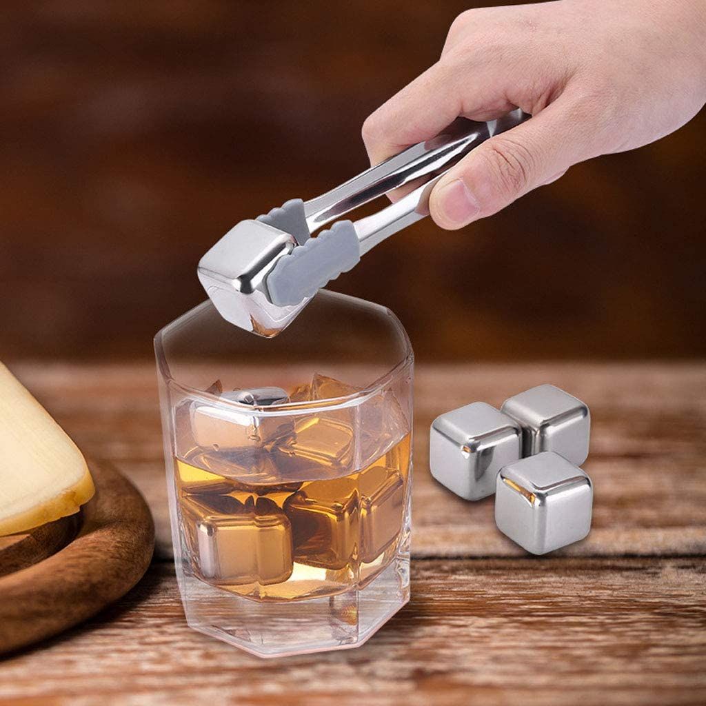 Kitchen Bar Accessories Mini Silicone Stainless Steel Food Serving Whiskey Cube Sugar Ice Tong