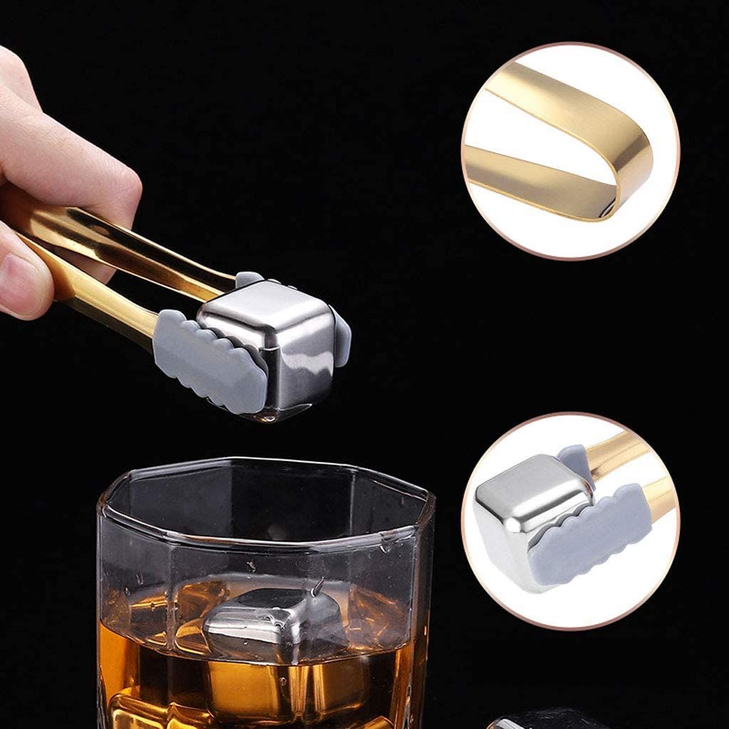 Kitchen Bar Accessories Mini Silicone Stainless Steel Food Serving Whiskey Cube Sugar Ice Tong