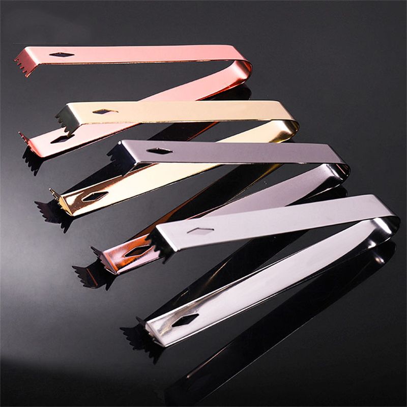 Amazon Hot Sales Ice Cube Tongs Metal Bar Accessories 15cm Mini Cute Party Whisky Golden Stainless Steel Coffee Sugar Ice Tong