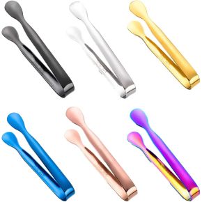 Small Metal Ice Cube Tongs Clip Bar Party Salad Stainless Steel Gold Mini Sugar Ice Tong