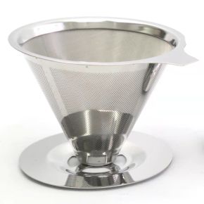 Double Mesh Liner Coffee V60 Strainer Manual Reusable Filter Portable Stainless Steel Coffee Dripper