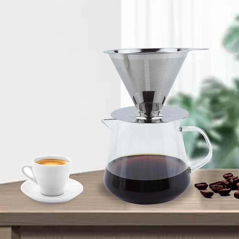 Double Mesh Liner Coffee V60 Strainer Manual Reusable Filter Portable Stainless Steel Coffee Dripper