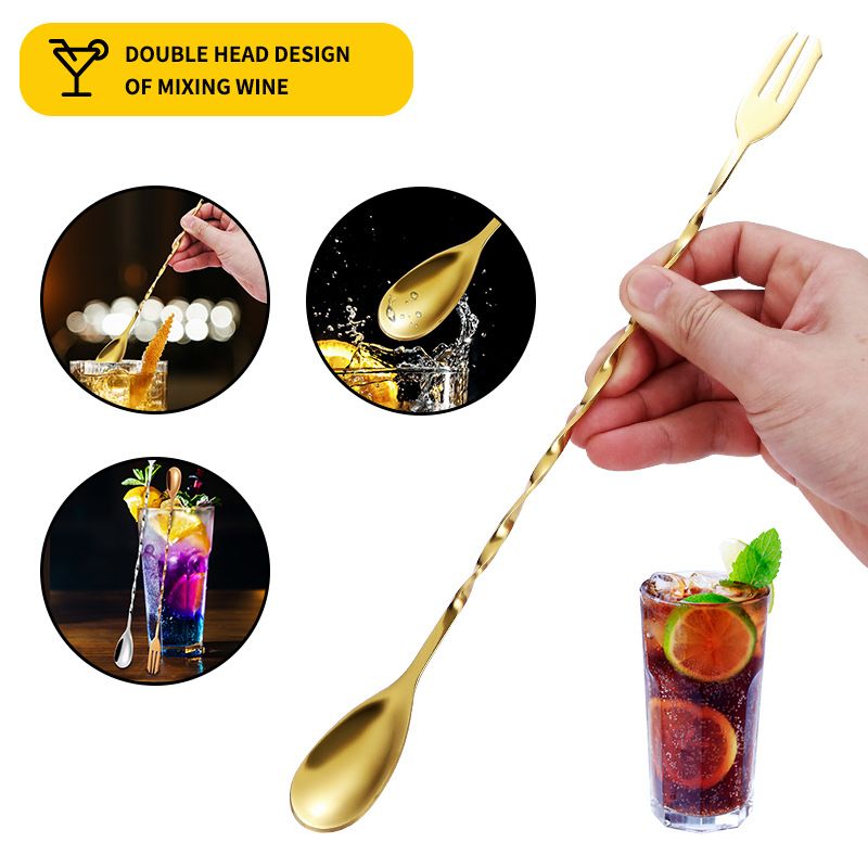 Bar Mixing Long Spiral Pattern Stainless Steel Cocktail Stirring spoon