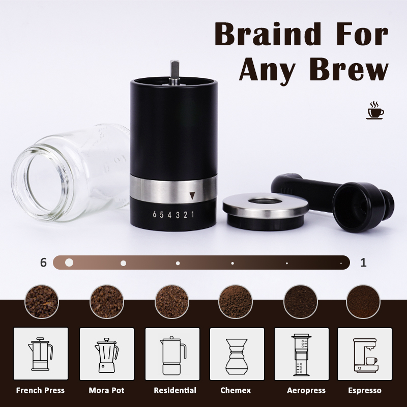 Manual Adjustment Coffee Bean Mill Stainless Steel Ceramic Burs Plastic Hand Crank Portable Espresso Coffee Grinder