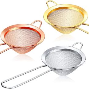 Kitchen Bar Accessory Tool Metal Stainless Steel Loose Tea Flour Cocktail Bar Fine Round Cone Wire Mesh Strainer