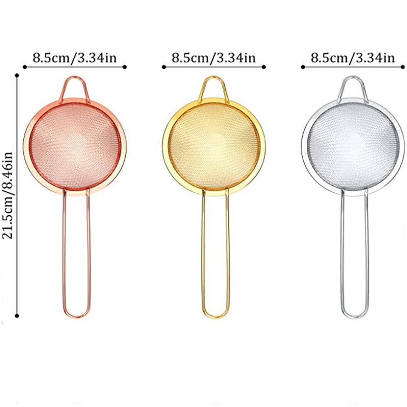 Kitchen Bar Accessory Tool Metal Stainless Steel Loose Tea Flour Cocktail Bar Fine Round Cone Wire Mesh Strainer