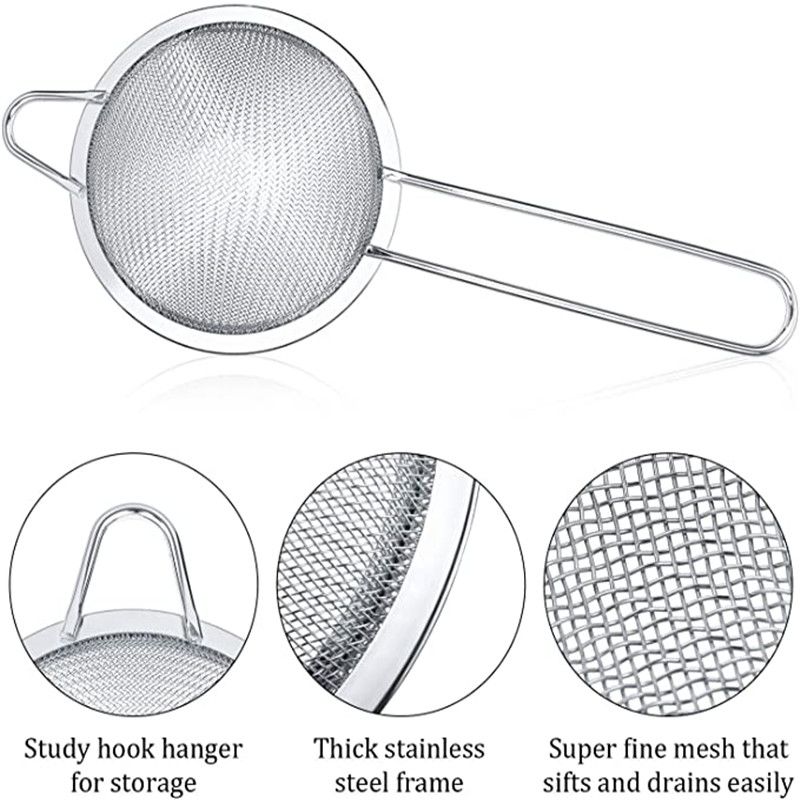 Kitchen Bar Accessory Tool Metal Stainless Steel Loose Tea Flour Cocktail Bar Fine Round Cone Wire Mesh Strainer