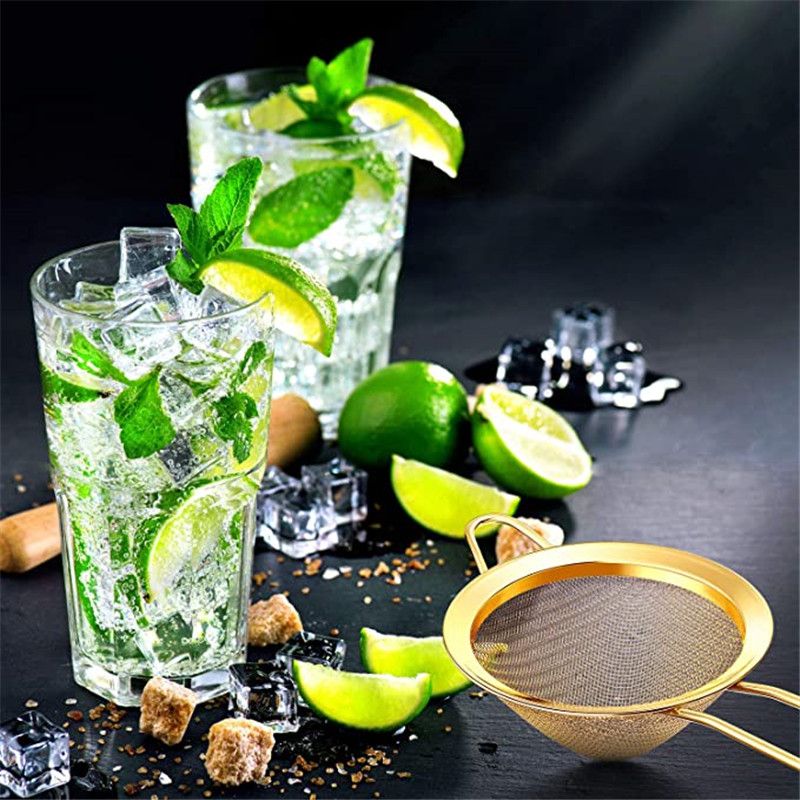 Kitchen Bar Accessory Tool Metal Stainless Steel Loose Tea Flour Cocktail Bar Fine Round Cone Wire Mesh Strainer