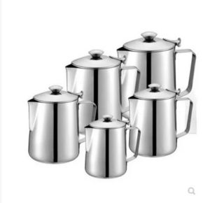 Arab Barista Coffee Frothing Pitcher With Lid Silver Stainless Steel Latte Frothing Milk Jug