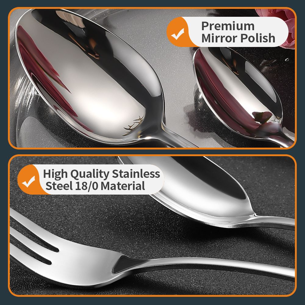 Silverware Set Stainless Steel Cutlery, Food Grade Cutlery, Knives, Forks, Spoons, Mirror Finish, Dishwasher Safe