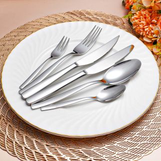Stainless Steel Cutlery Set with Steak Knife, Elegant Cutlery Set with Knife, Fork, Spoon, Dishwasher Safe