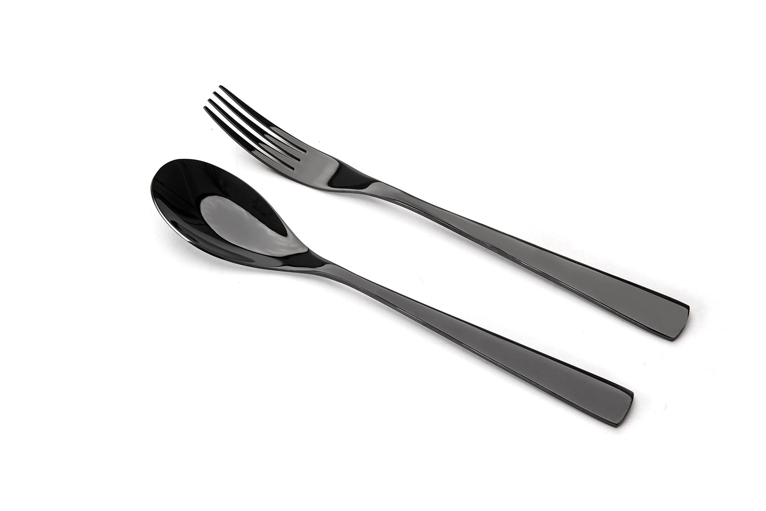 Black Cutlery Set with Knife, Fork Spoon, Stainless Steel Cutlery for Family/Party/Hotel/Restaurant, Mirror Polished & Dishwasher Safe