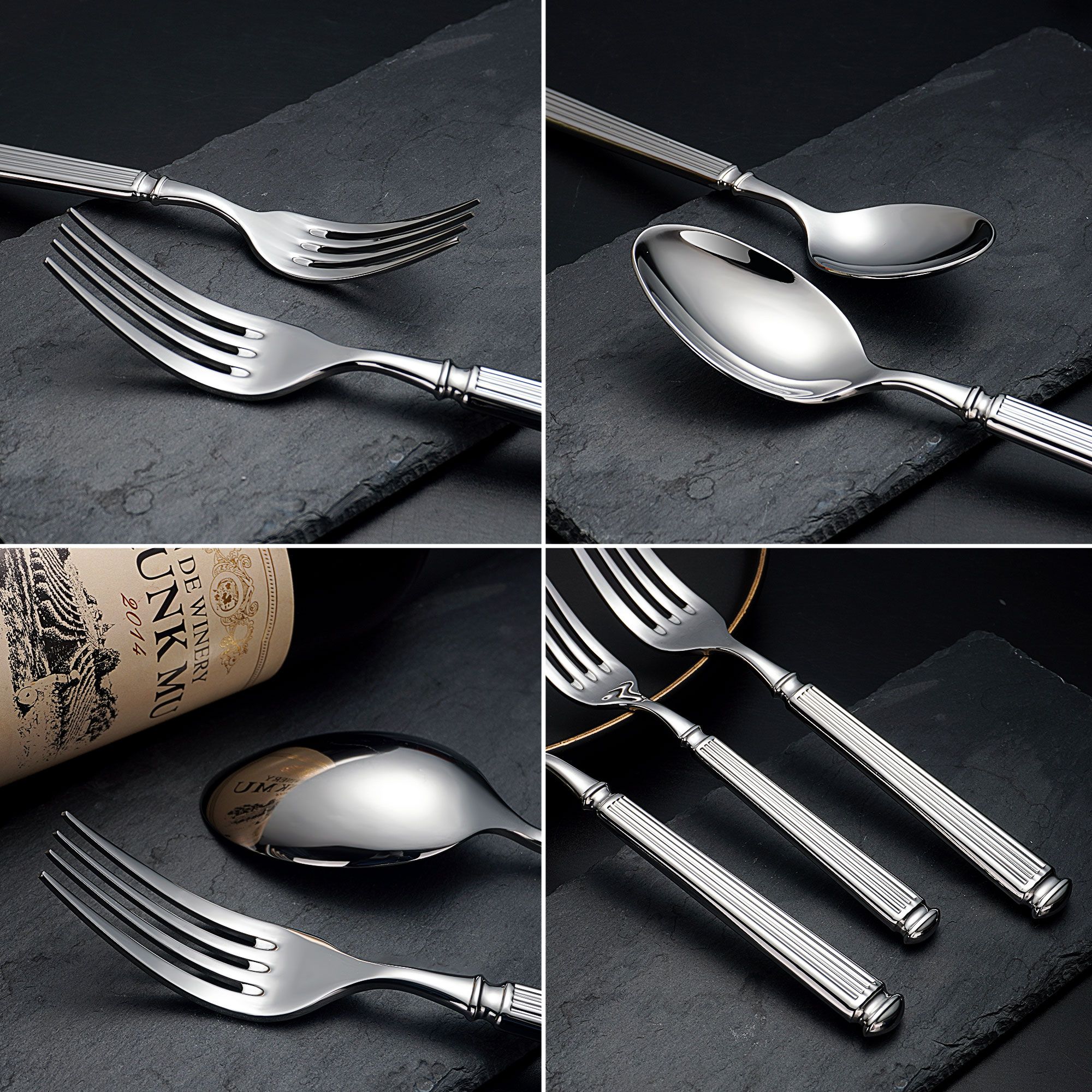 Forged Cutlery Set, Thickened Stainless Steel Cutlery Set, Cutlery Set with Knife, Fork, Spoon, Mirror Polished Dishwasher Safe