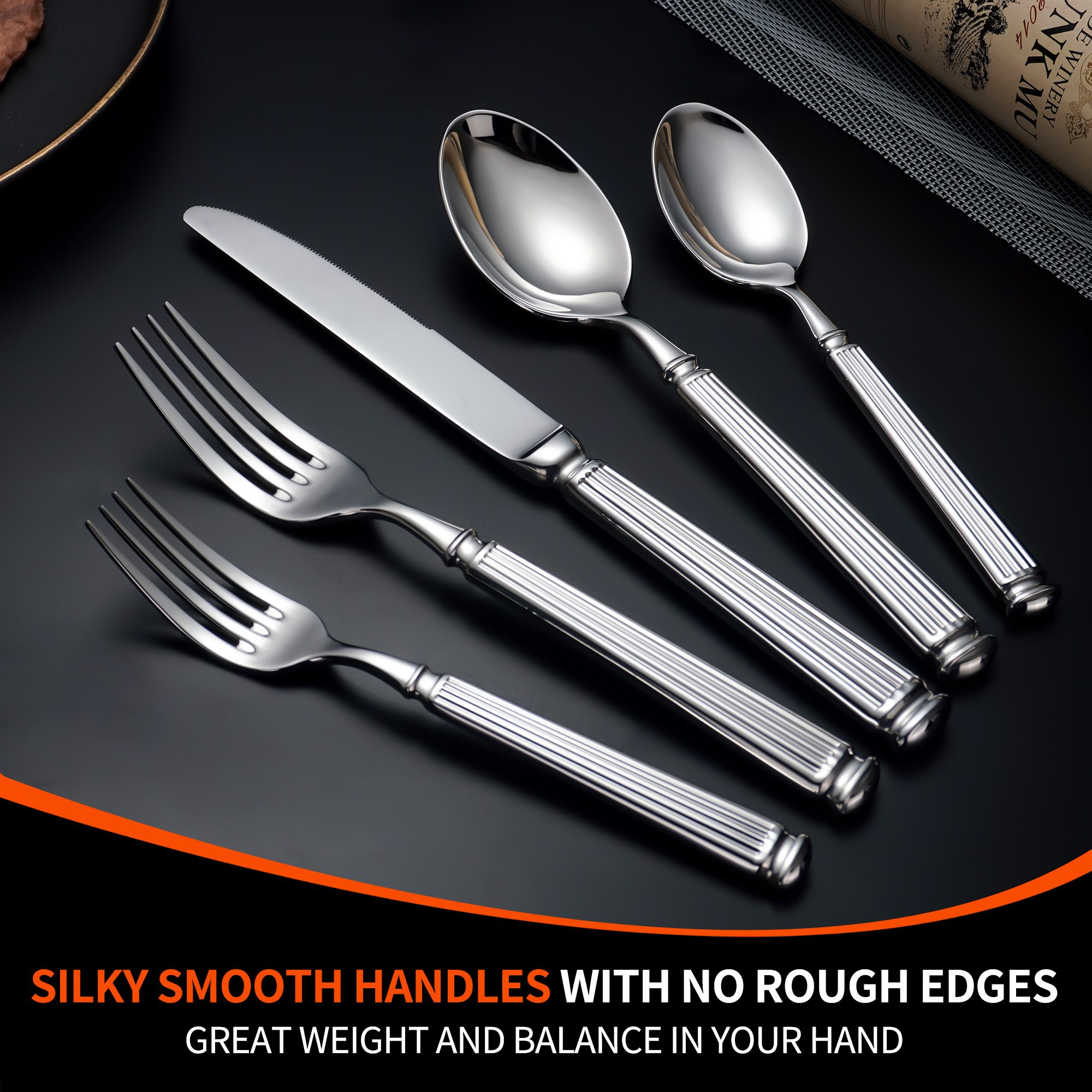 Forged Cutlery Set, Thickened Stainless Steel Cutlery Set, Cutlery Set with Knife, Fork, Spoon, Mirror Polished Dishwasher Safe